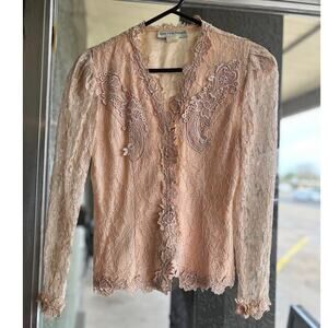 Vintage 1980's Lisa Michaels romantic coquette lace top size 6